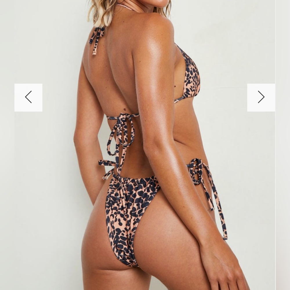 LEOPARD TRIANGLE TIE SIDE BIKINI SET, never worn, size US 2